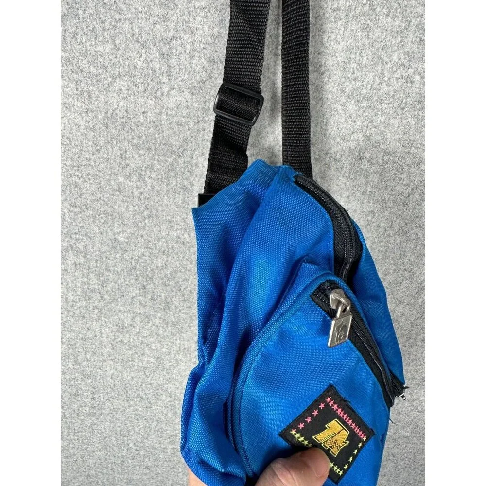Vintage TA Blue Fanny Pack 90s Retro Multiple Pockets Adjustable Retro‎ Waist - Picture 11 of 16